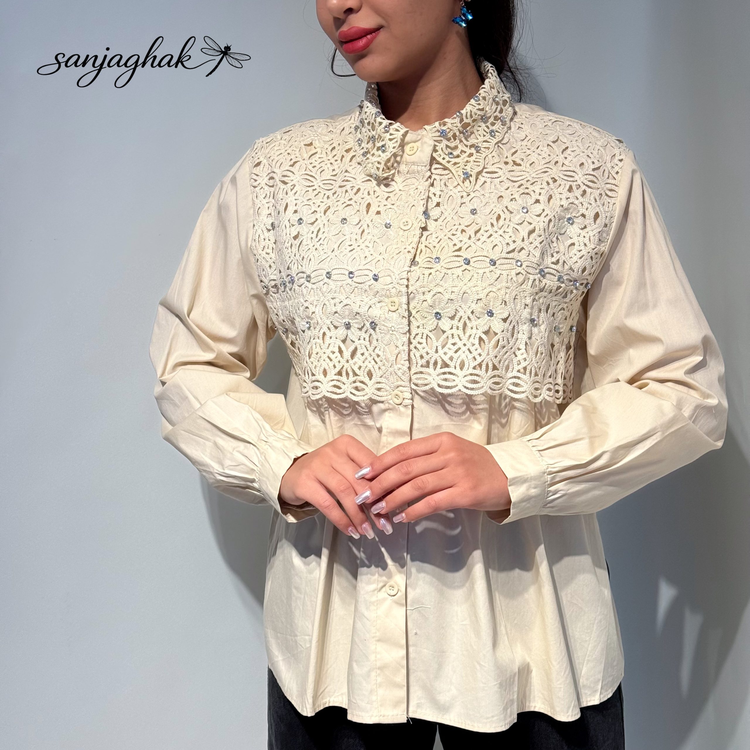 شومیز کتان گیپور کد 317