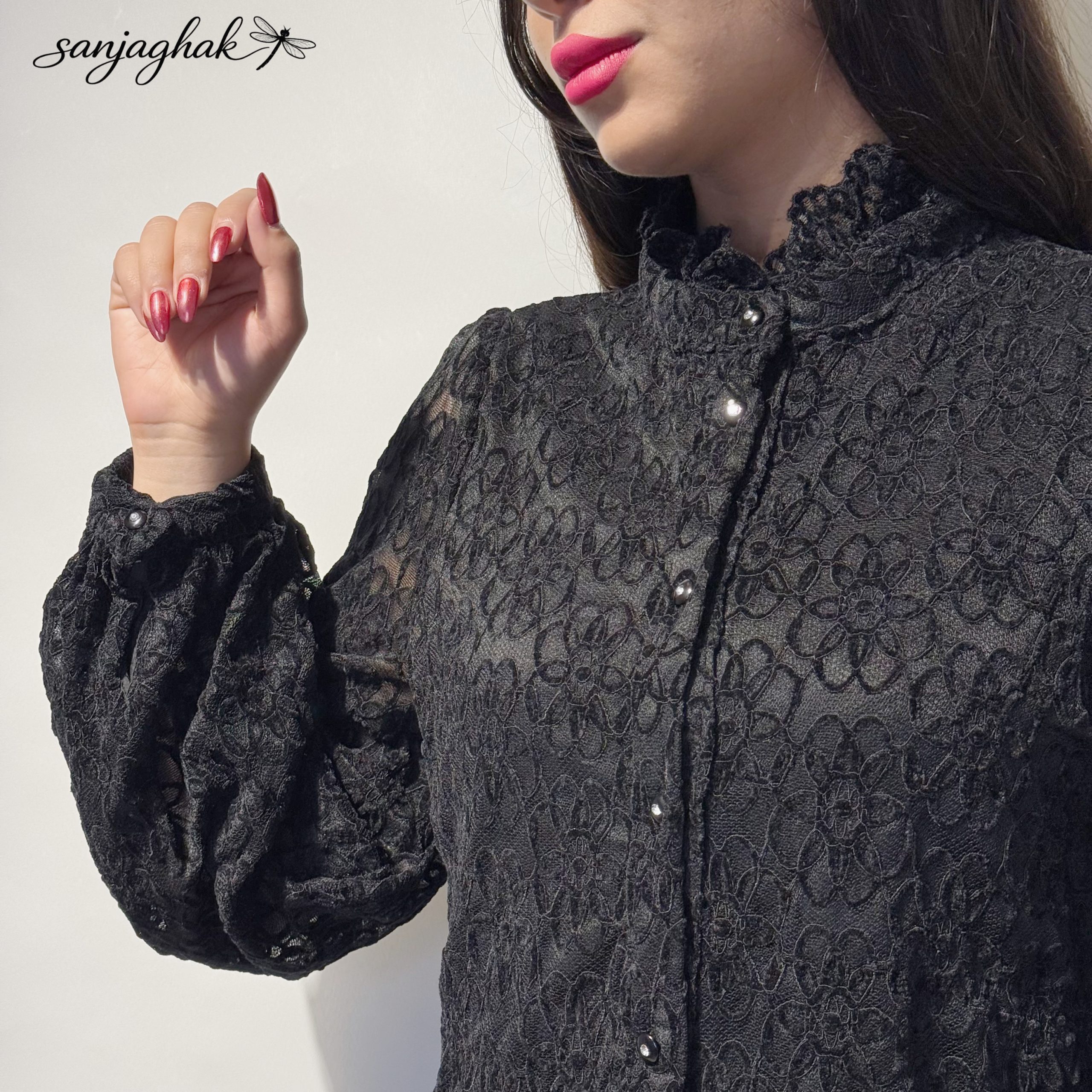 شومیز دانتل مخمل کد 327 - تصویر 2