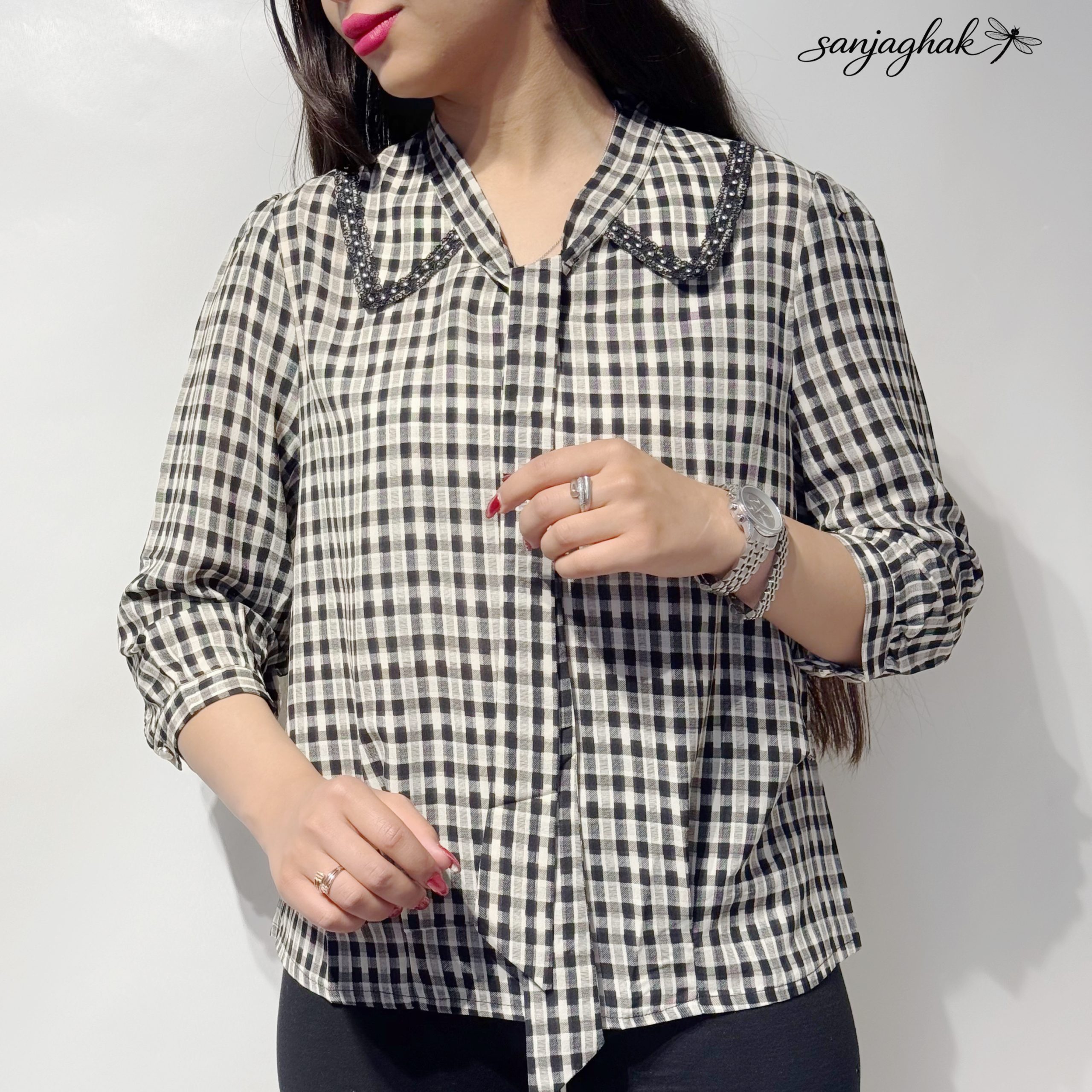 شومیز چهارخانه کد 332 - تصویر 2