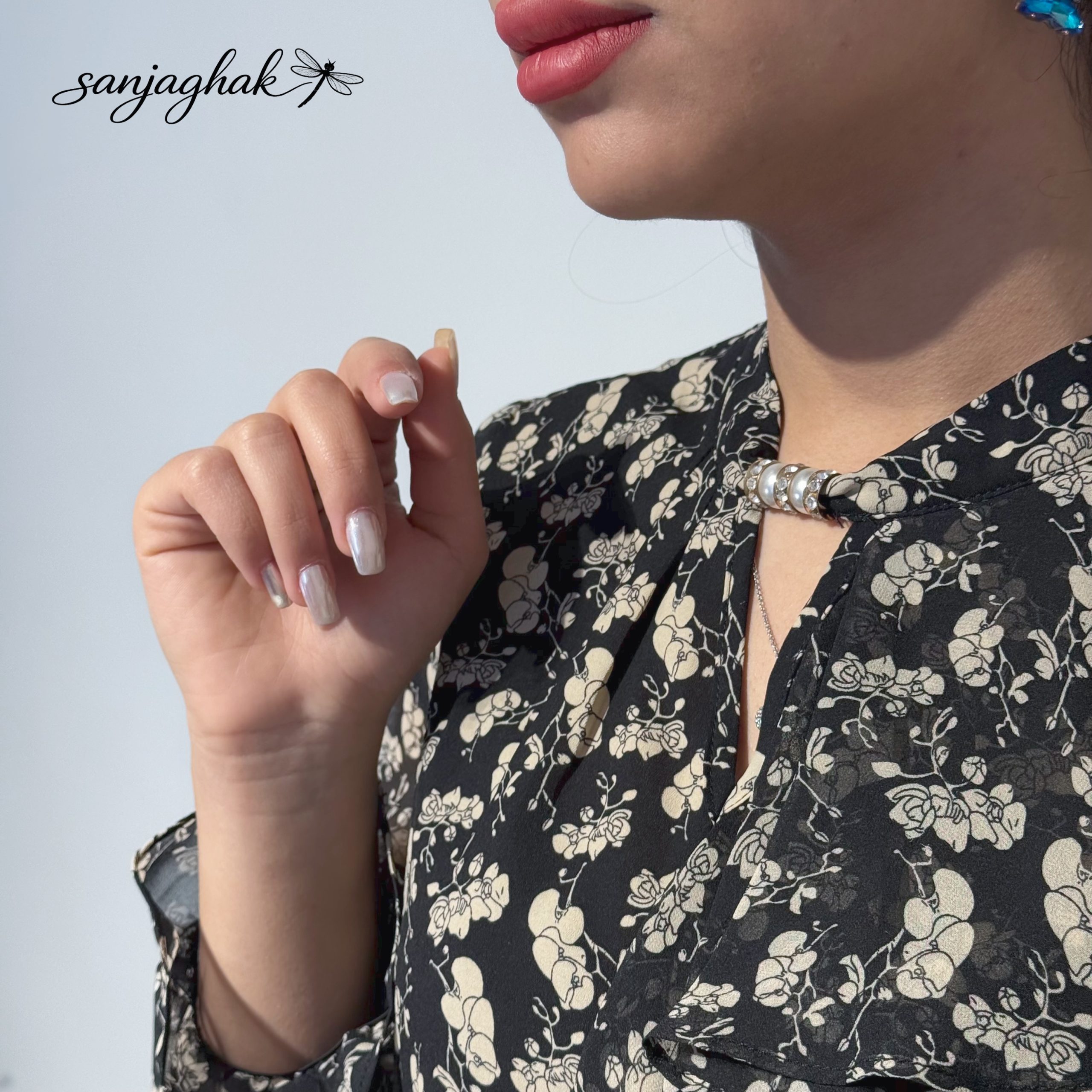 شومیز حریر طرحدار کد 274 - تصویر 2